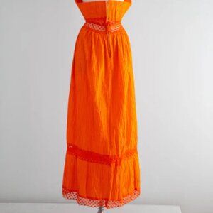 Vintage 1970's orange Mexican halter dress, size - NEW WITH TAG